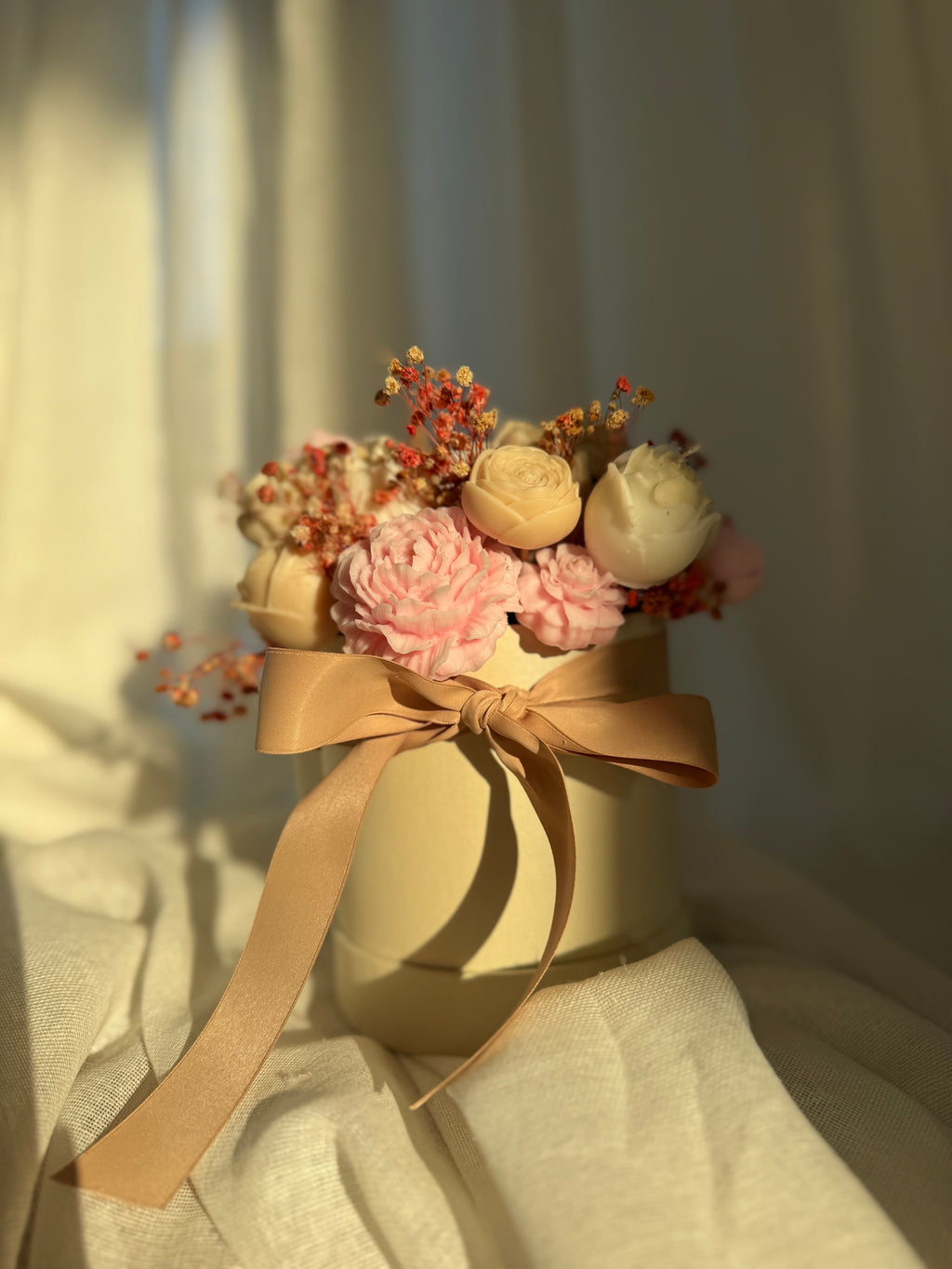 Bukiet z kwiatów z wosku sojowego