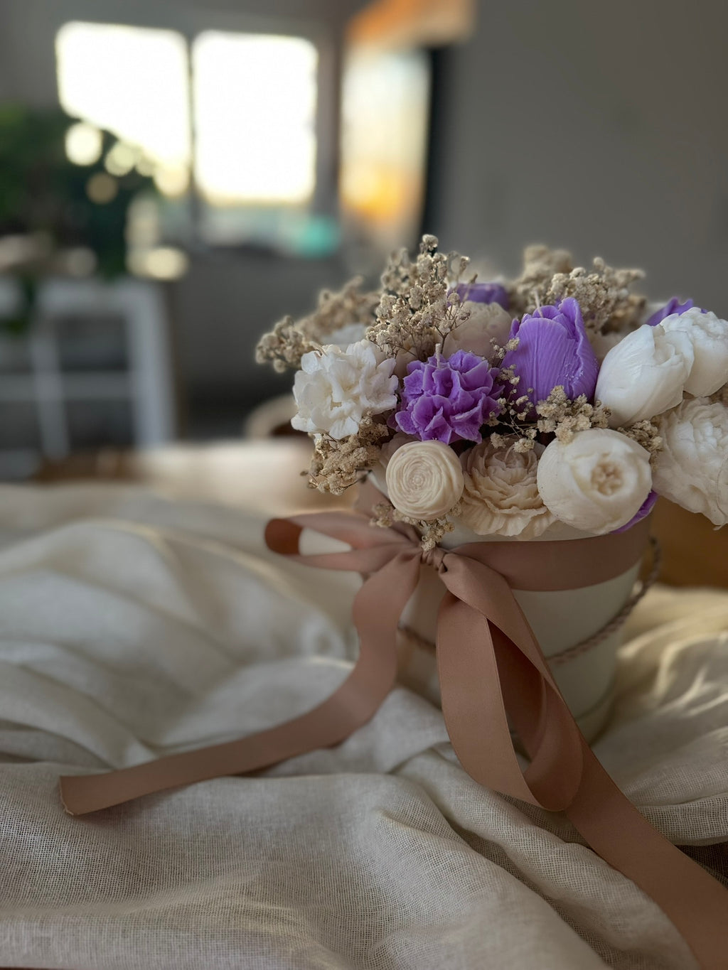 Bukiet z kwiatów z wosku sojowego