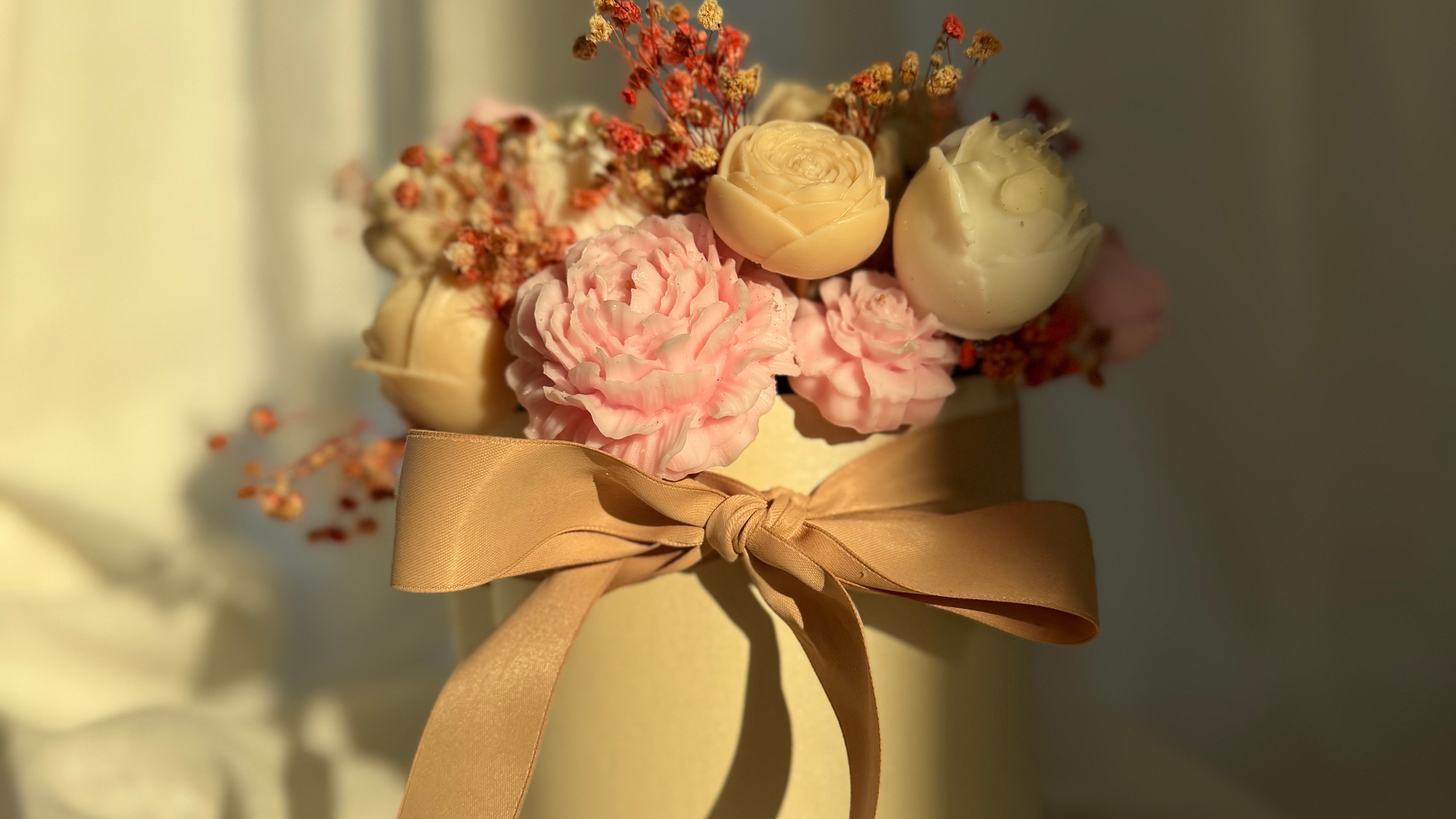 Bukiet z kwiatów z wosku sojowego